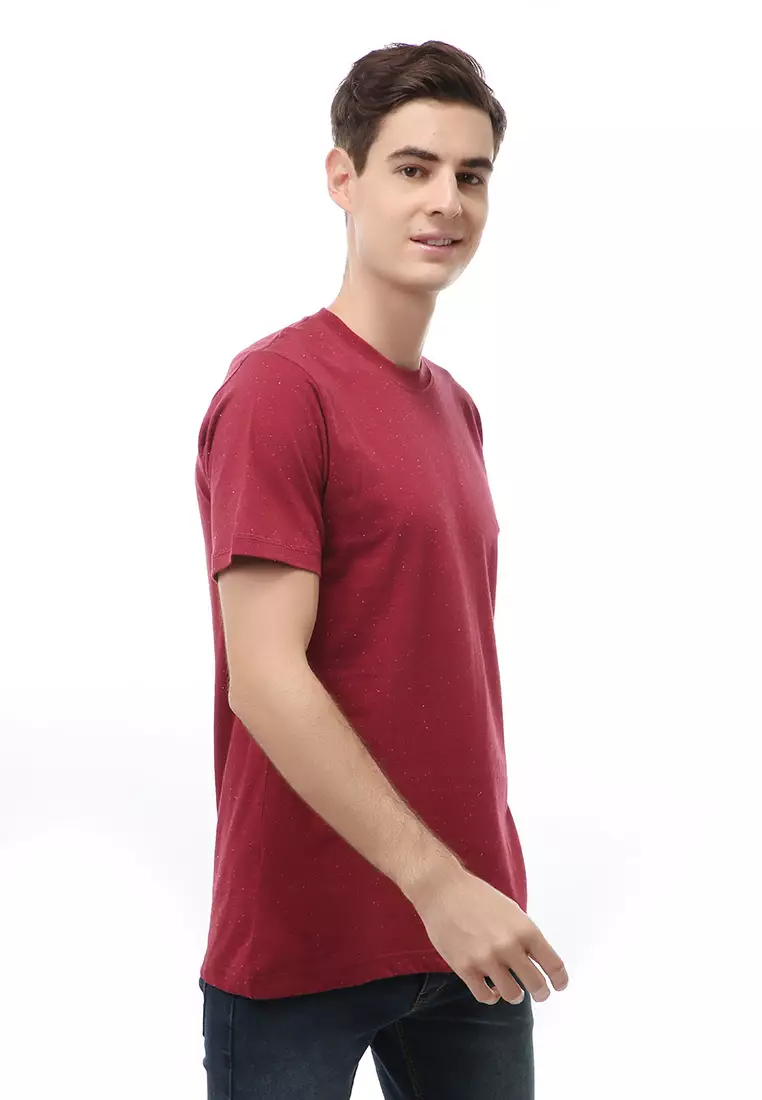 Jack T-Shirt Atasan Kasual Kaos Polos Polka Pria Lengan Pendek Material Cotton ORIGINAL - Maroon