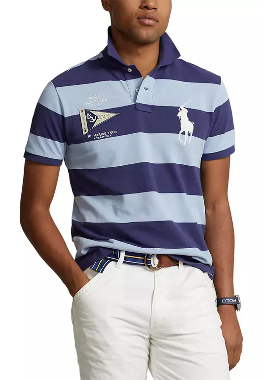 Custom Slim Fit Big Pony Mesh Polo Shirt