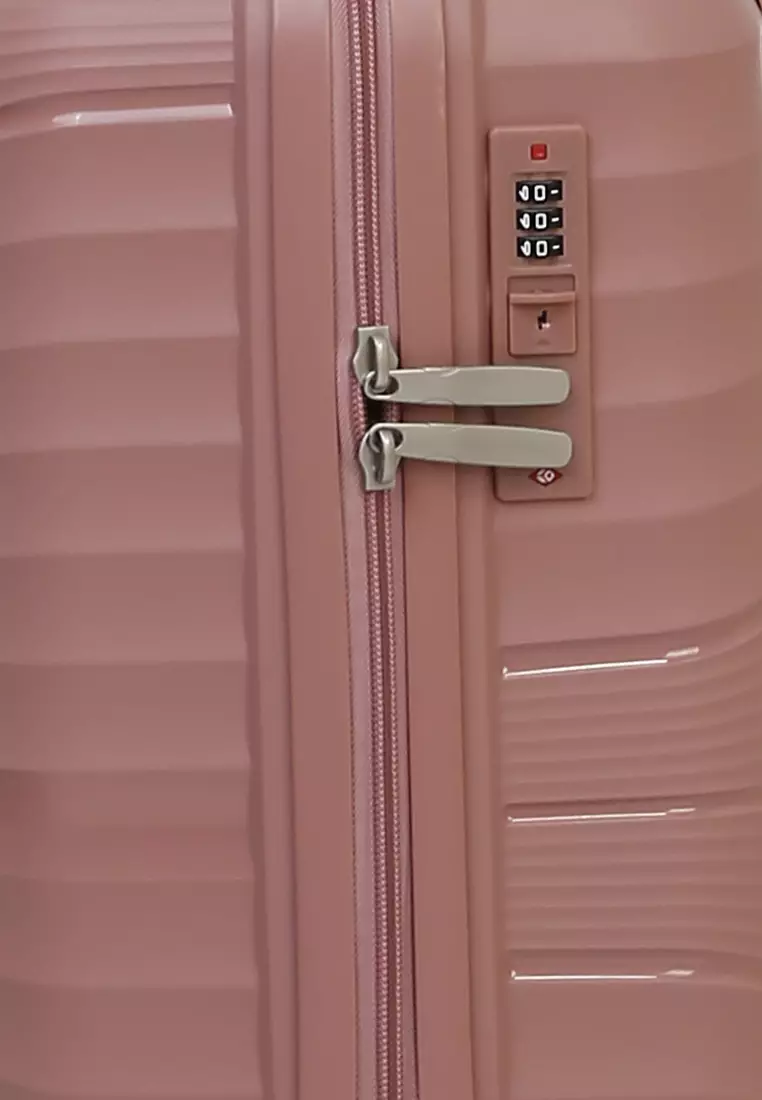 Carlton Koper Size 20inch Unisex Lock Anti Theft Zipper Suitcase Material Fiber ORIGINAL - Rose Gold