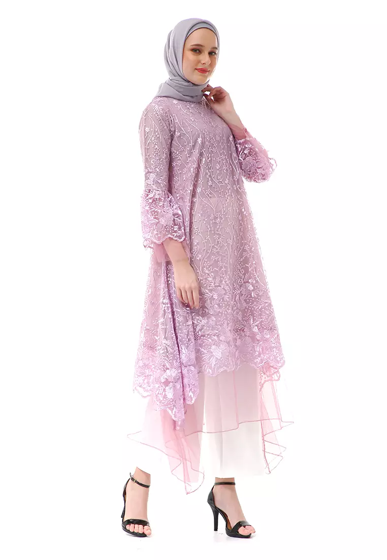 Aliyah Long Dress Motif Bunga High Quality Premium - Taro Soft