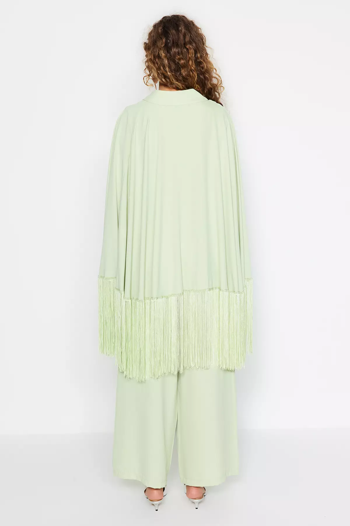 Tasseled Cape-Jumpsuit Evening Wear Suit