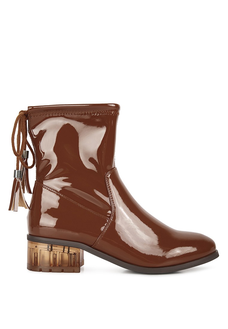 Tan Tassels Detail Ankle Boots