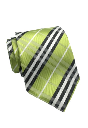 Splice Cufflinks green Checkerboard Series Lime Green Checked Design Polyester Tie SP744AC96ILFSG_1