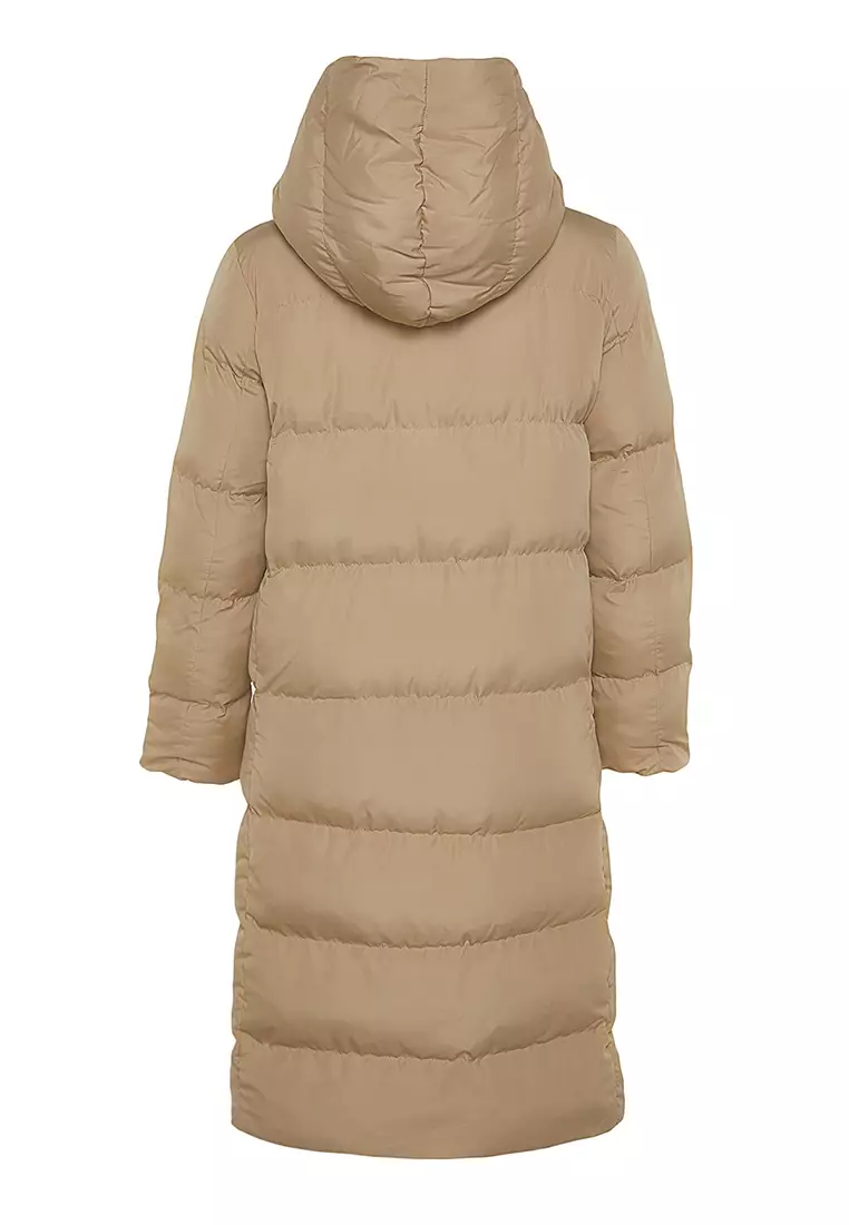 Mink Regular Side Snap Closure Water Repellent Long Quilted Puffer Coat TWOAW24MO00044