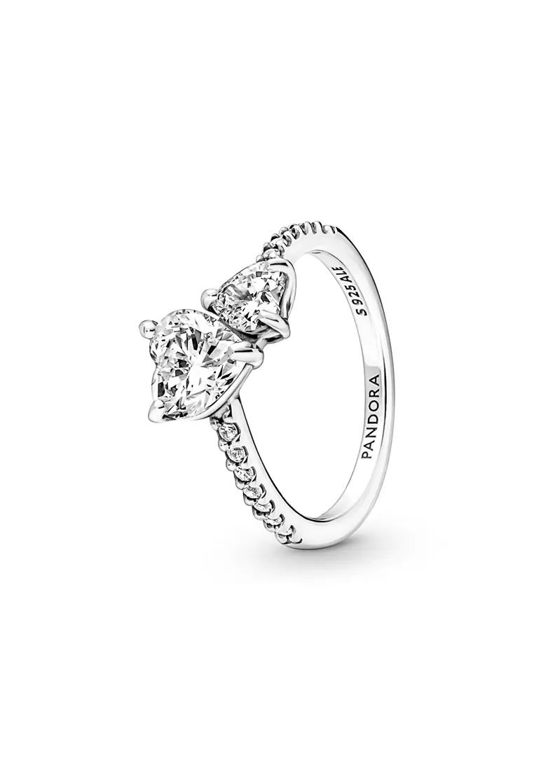 Buy PANDORA Pandora Double Heart Sparkling Ring Online ZALORA