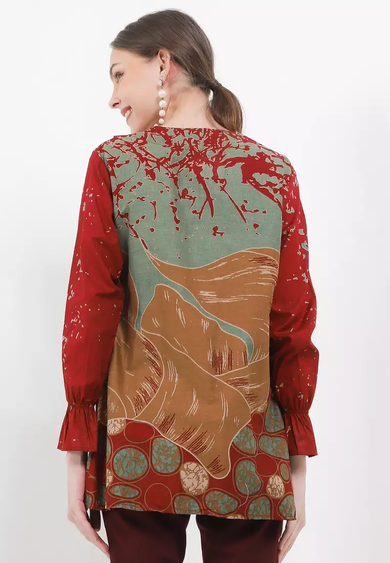 Batu Blouse Batik Premium Wanita Casual Modern