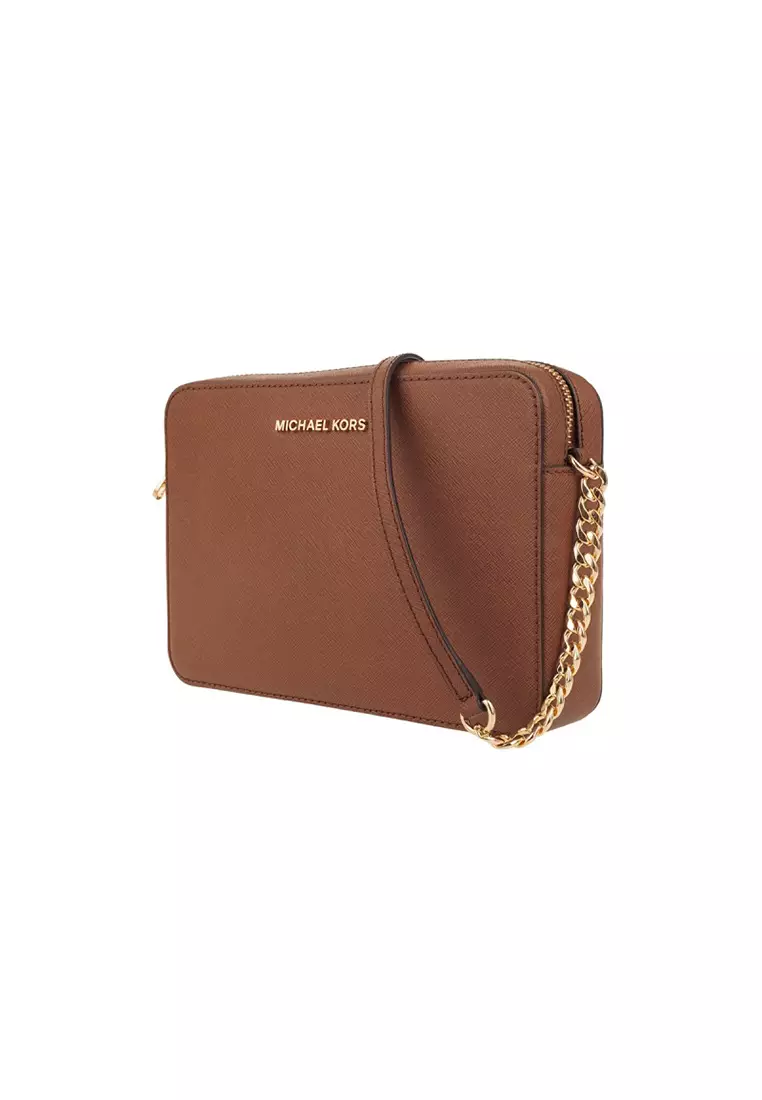 JET SET 棕色金属链条女士单肩斜挎包