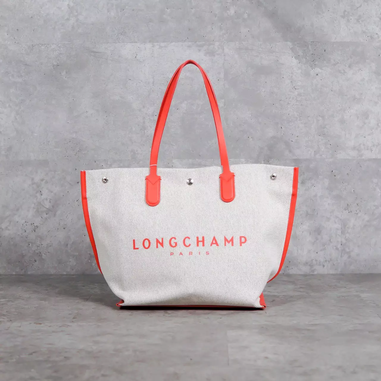 Tas LONGCHAMP ROSEAU CANVAS ORANGE GREY TOTE BAG LARGE 100% ORIGINAL