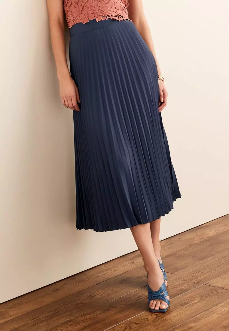 Next navy 2025 pleated midi skirt