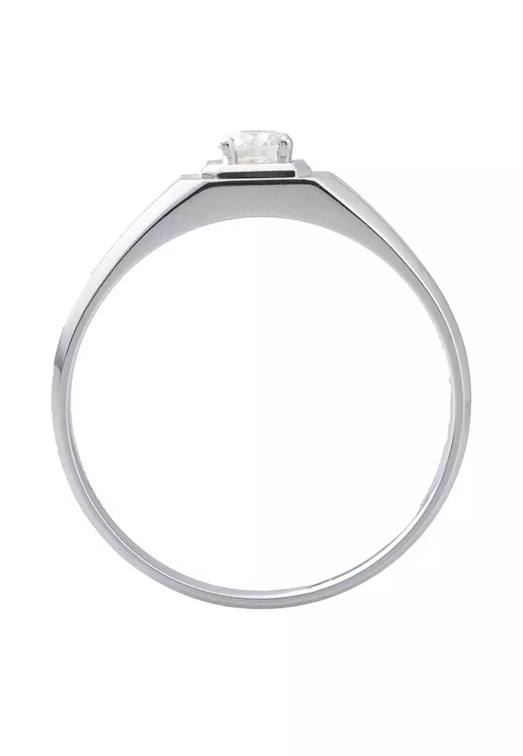 LITZ 18K 白金鑽石男戒指 YF-CNC-YQ383