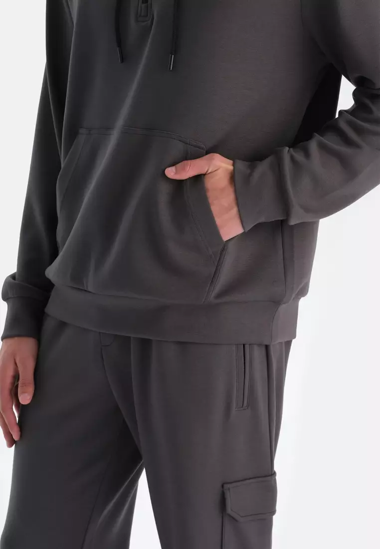 Anthracite Sweatshirt, Hooded, Activewear for Men
