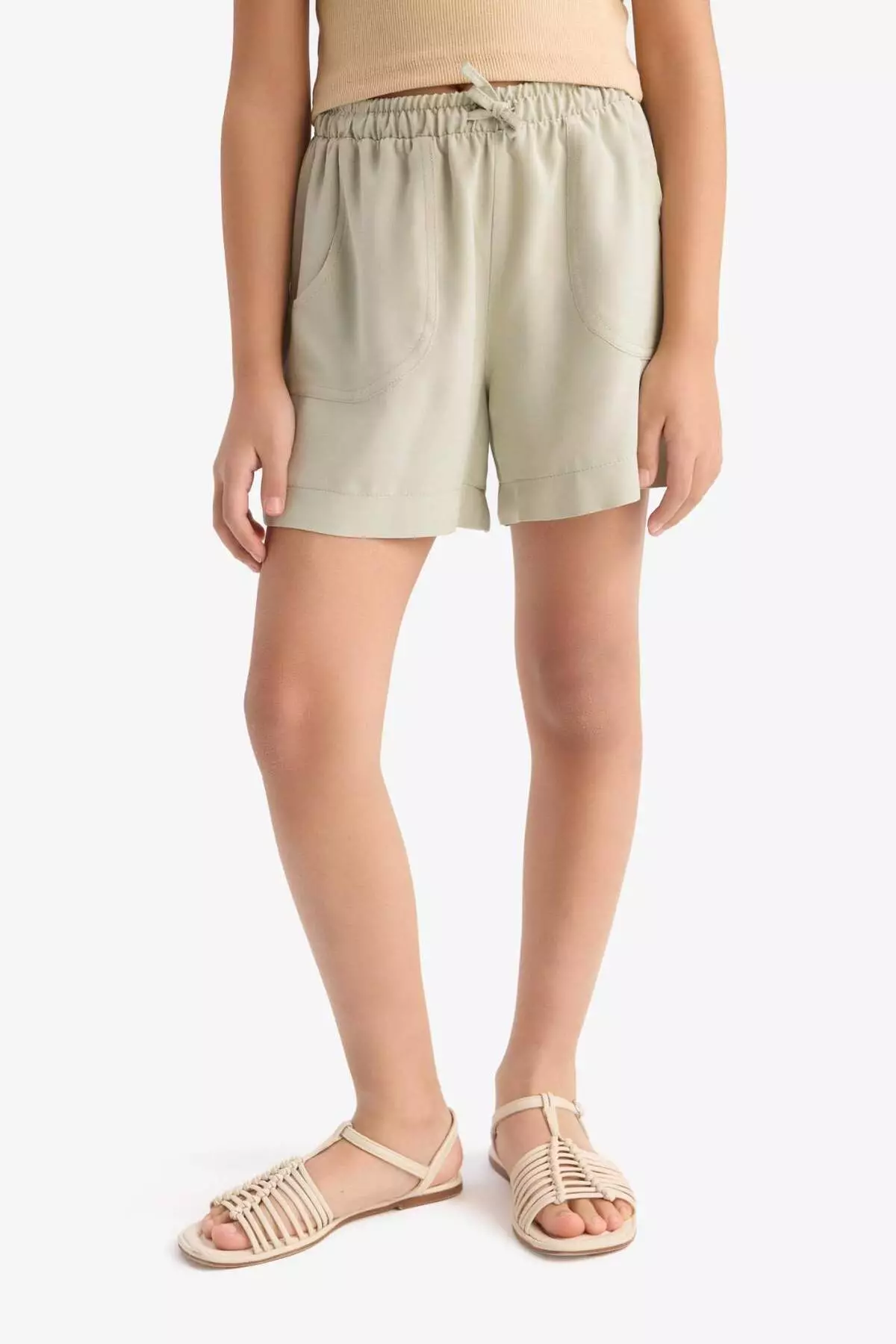 Girls Elastic Waist Viscose Shorts D7616A825Hs