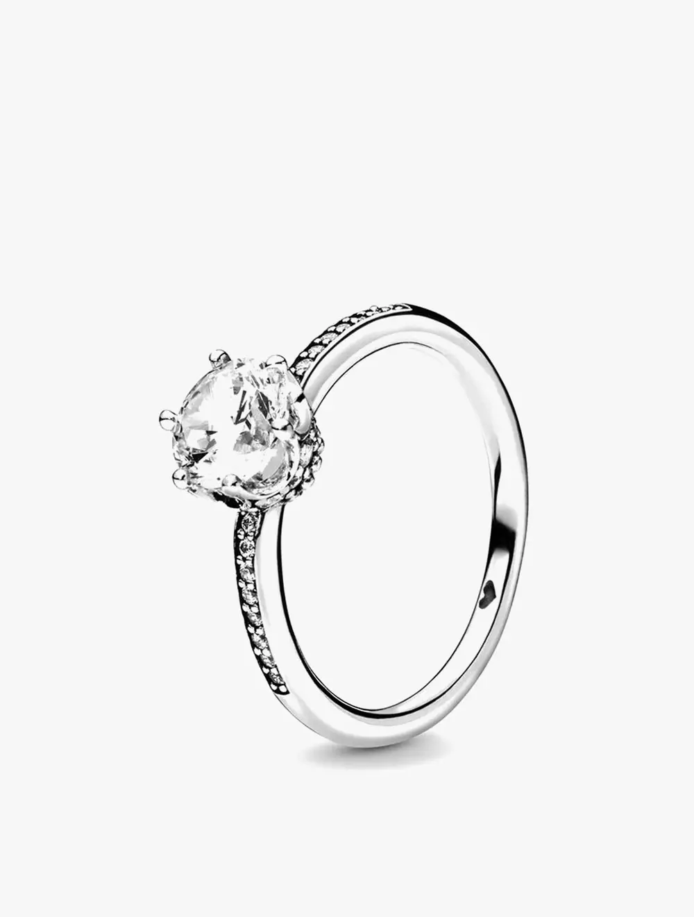 Crown sterling silver ring with clear cubic zirconia