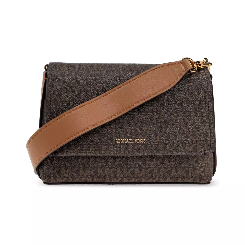 Jual MICHAEL KORS Nessa Small Signature Logo Crossbody Bag Brown