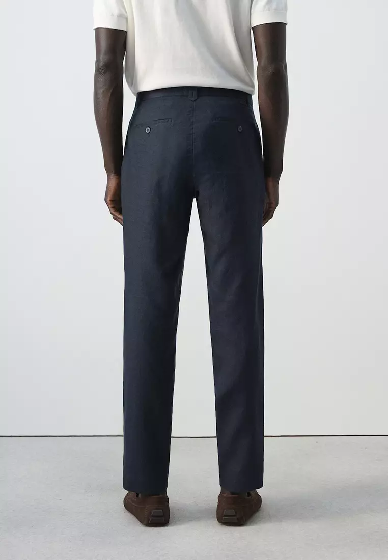 Slim-Fit 100% Linen Trousers
