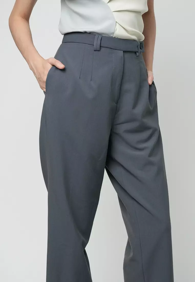 Kaydence Slim Pants with a Button Tab opening in the Waistband