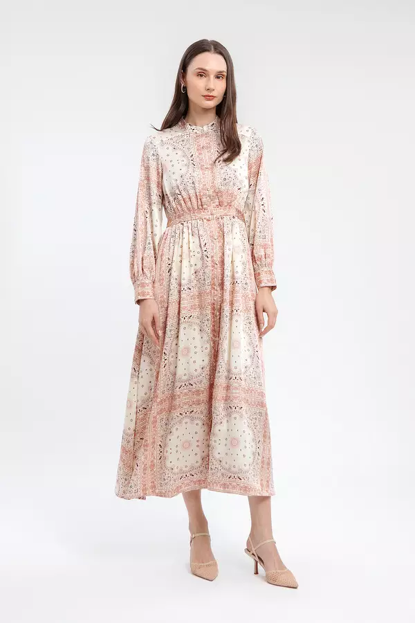 MINIMAL - Latvia - Gaun Satin Motif Bandana - Pink Warna Pink_Light