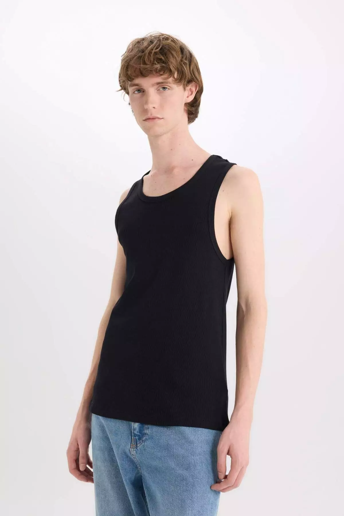 100% Cotton Fit Slim Fit Crew Neck Rib Tank Top E0446Ax25Sm