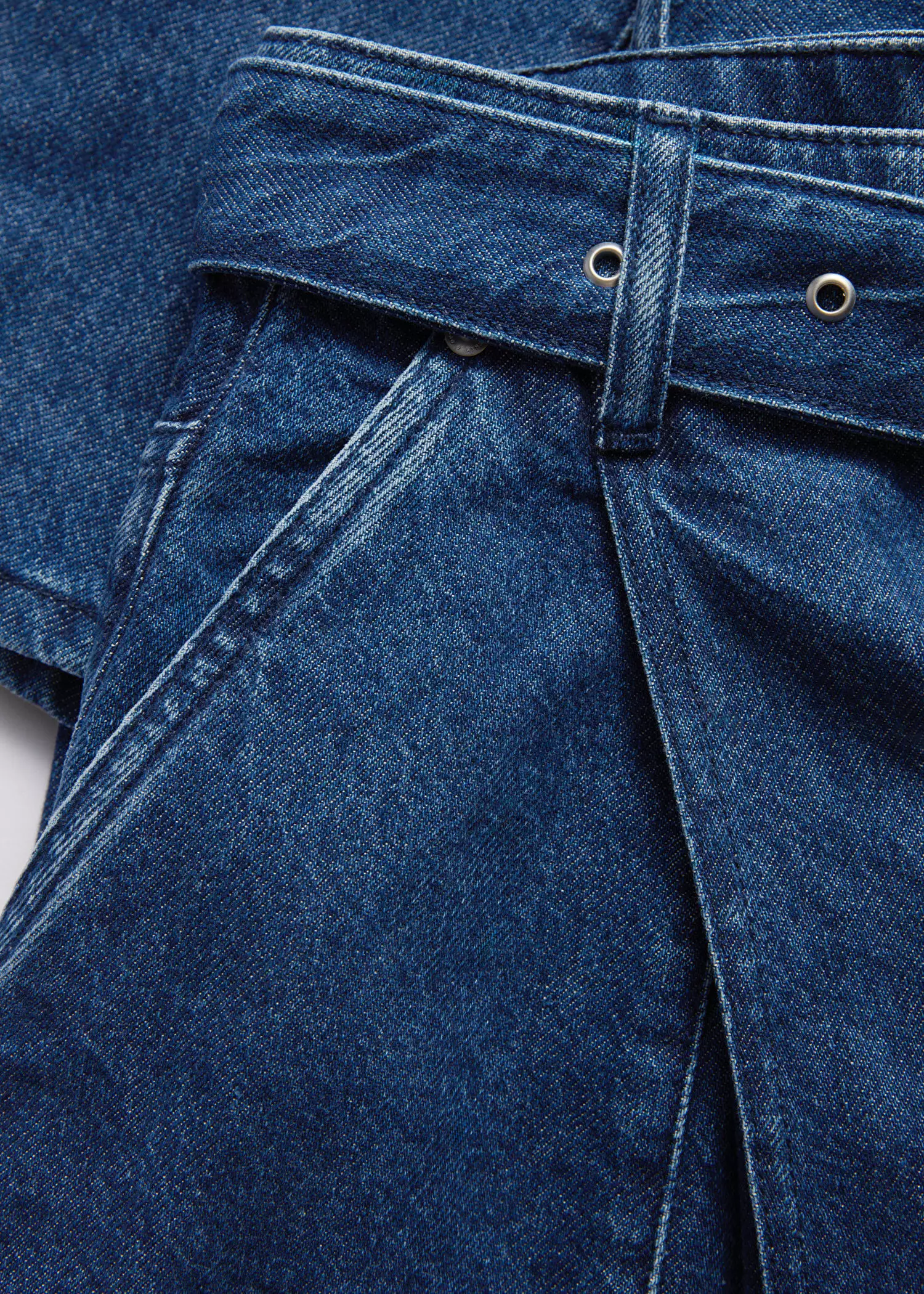 Belted Pleat-Detail Jeans