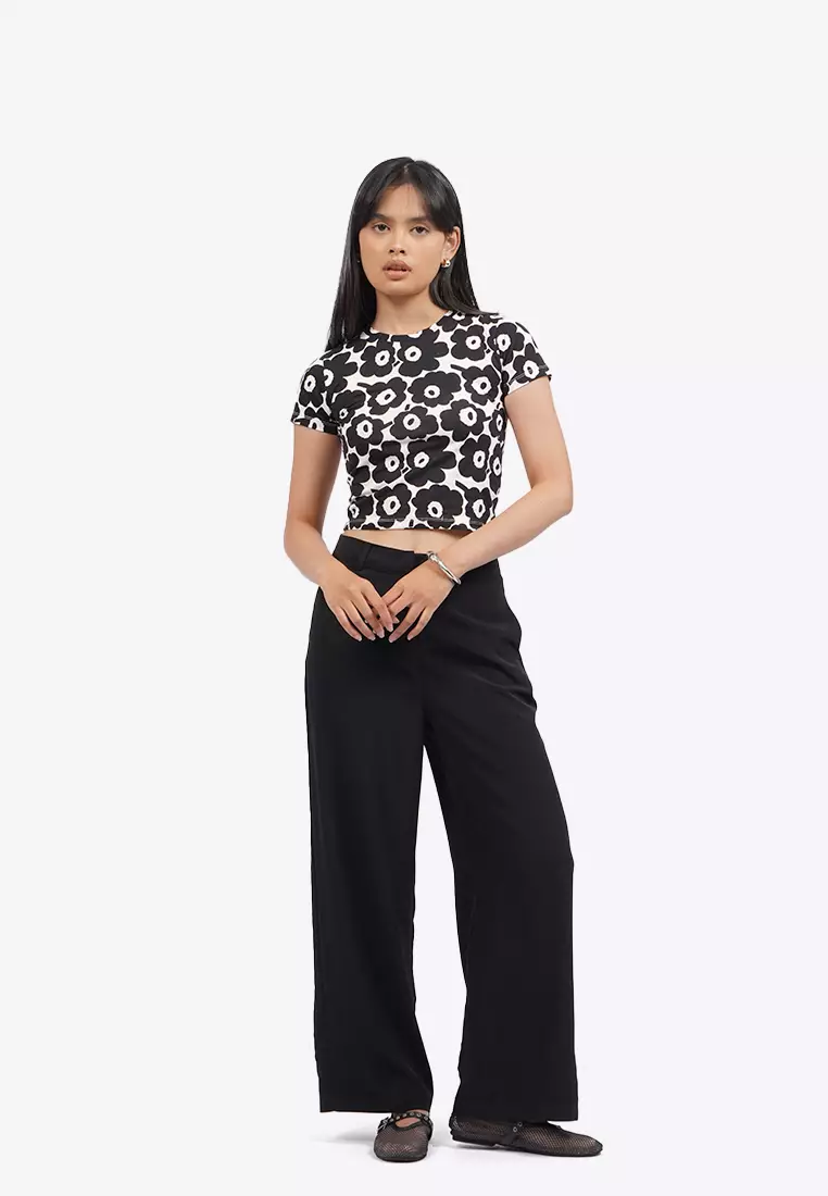 Printed Short Sleeve Crop T-Shirt