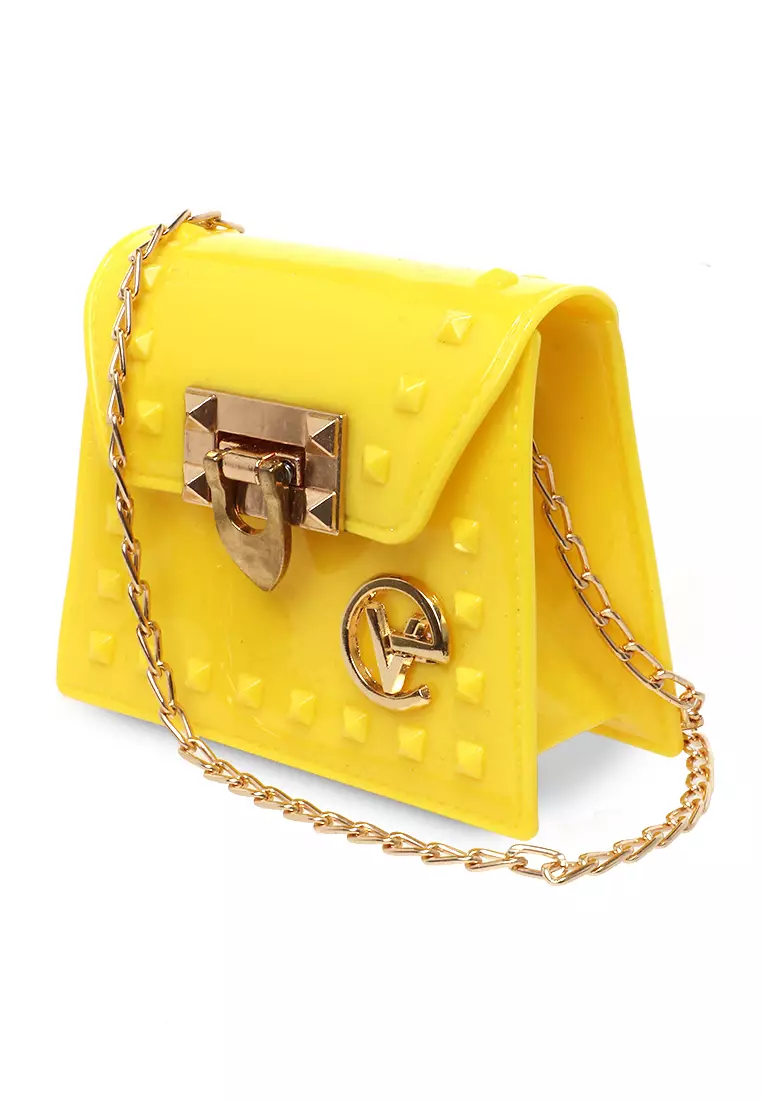 Frith Tas Jelly Slempang Wanita Tali Rantai Design Stylish - Kuning