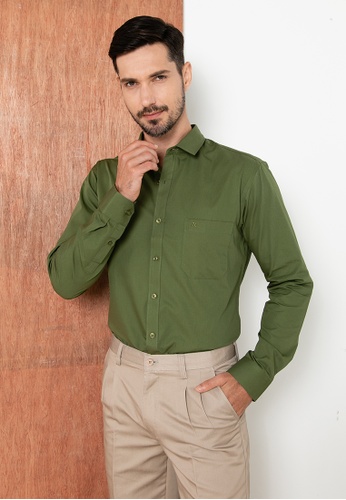 ORLANDO green Thomas London Men Long Sleeve Slim Fit Business Shirt -TL50001D221 02A16AA29C616AGS_1