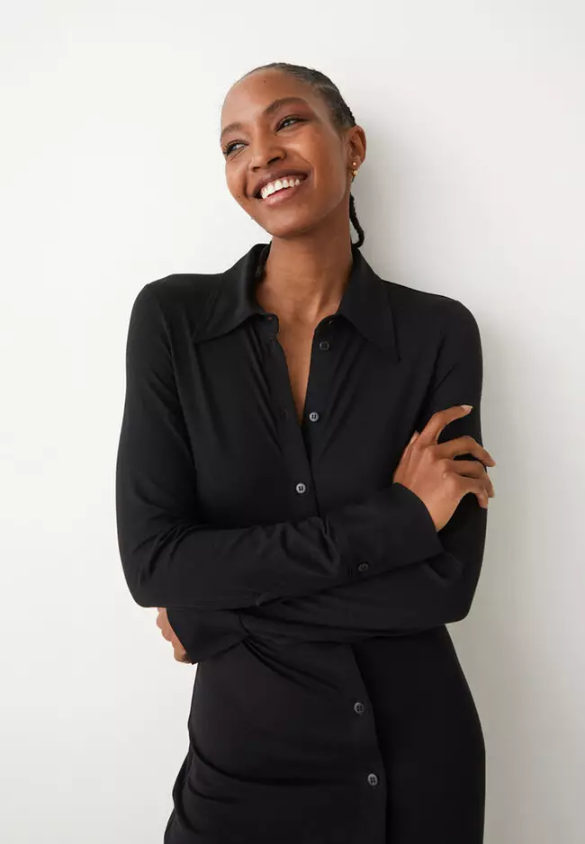 Fitted Shirt Midi Dress