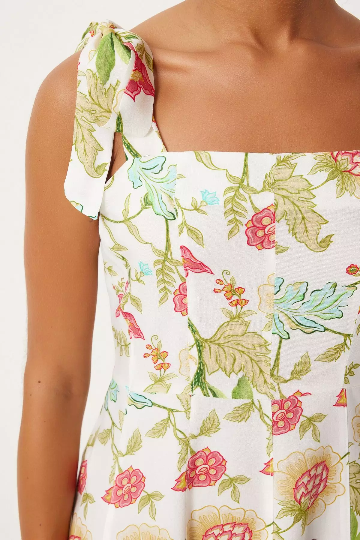 Ecru Patterned Mini Hanging Regular Dress