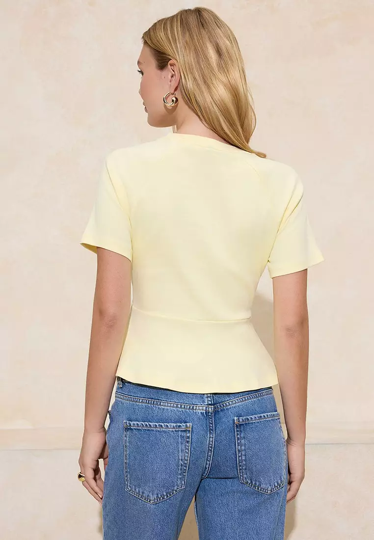 Peplum Raglan Sleeve Blouse
