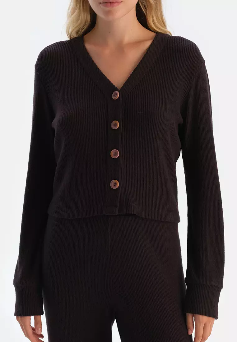 Buy DAGİ Dark Brown Vest, V-Neck, Regular Fit, Long Sleeve