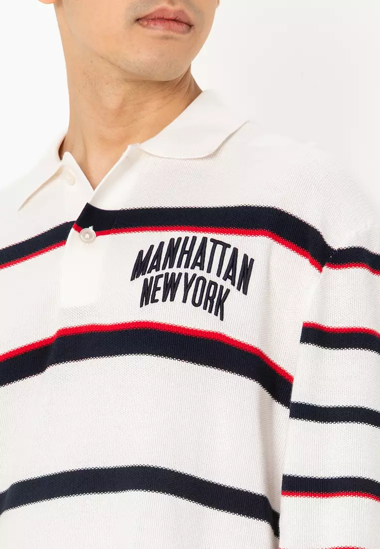 Knitted Long Sleeve Striped Polo Shirt - Tommy Jeans