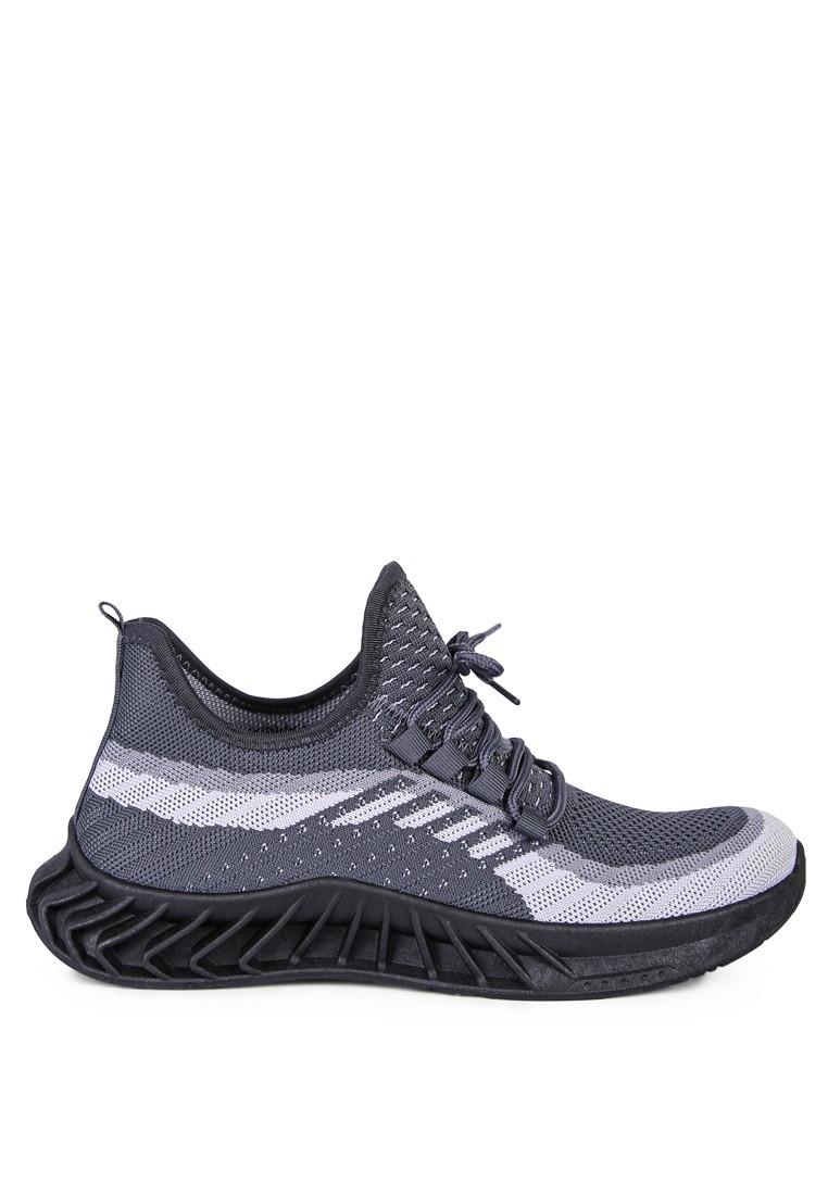 Grey Slip On Knitted Running Trainers