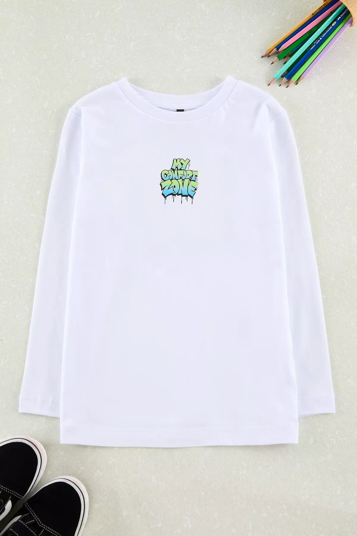 White Boy Back Printed Knitted T-Shirt Tkdaw25Ts00026