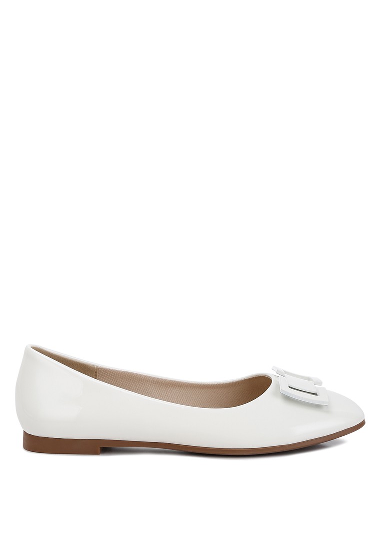 Off White Embellished Flat Ballerinas