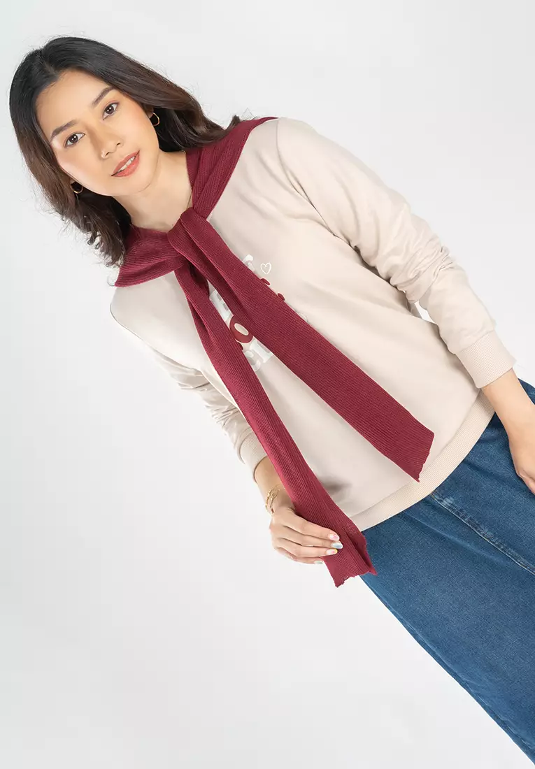 C2 Shazia Khaki Sweater Rajut Syal Wanita