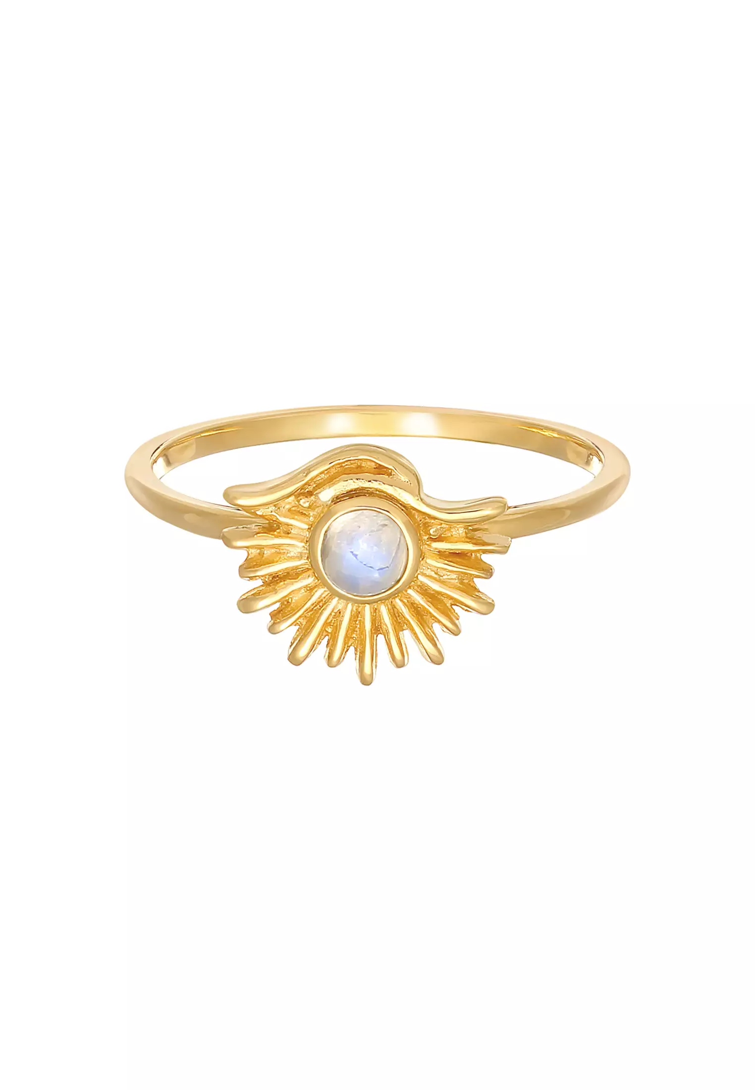 Ring Sun Boho Look Trend Blogger Moonstone Gold Plated