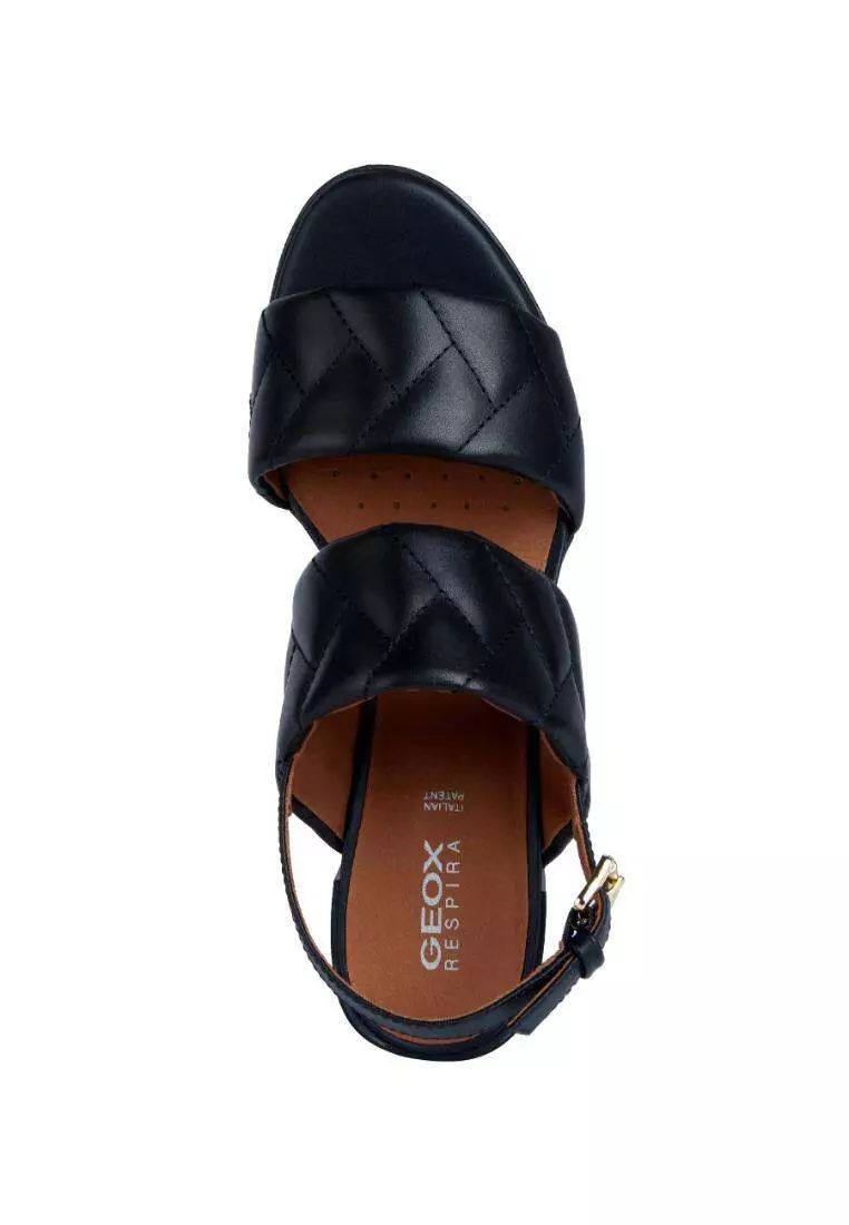 GEOX Ladies New Marykarmen Quilted Heel Sandals - Black D35RLC-0Y3BC-C9999S3