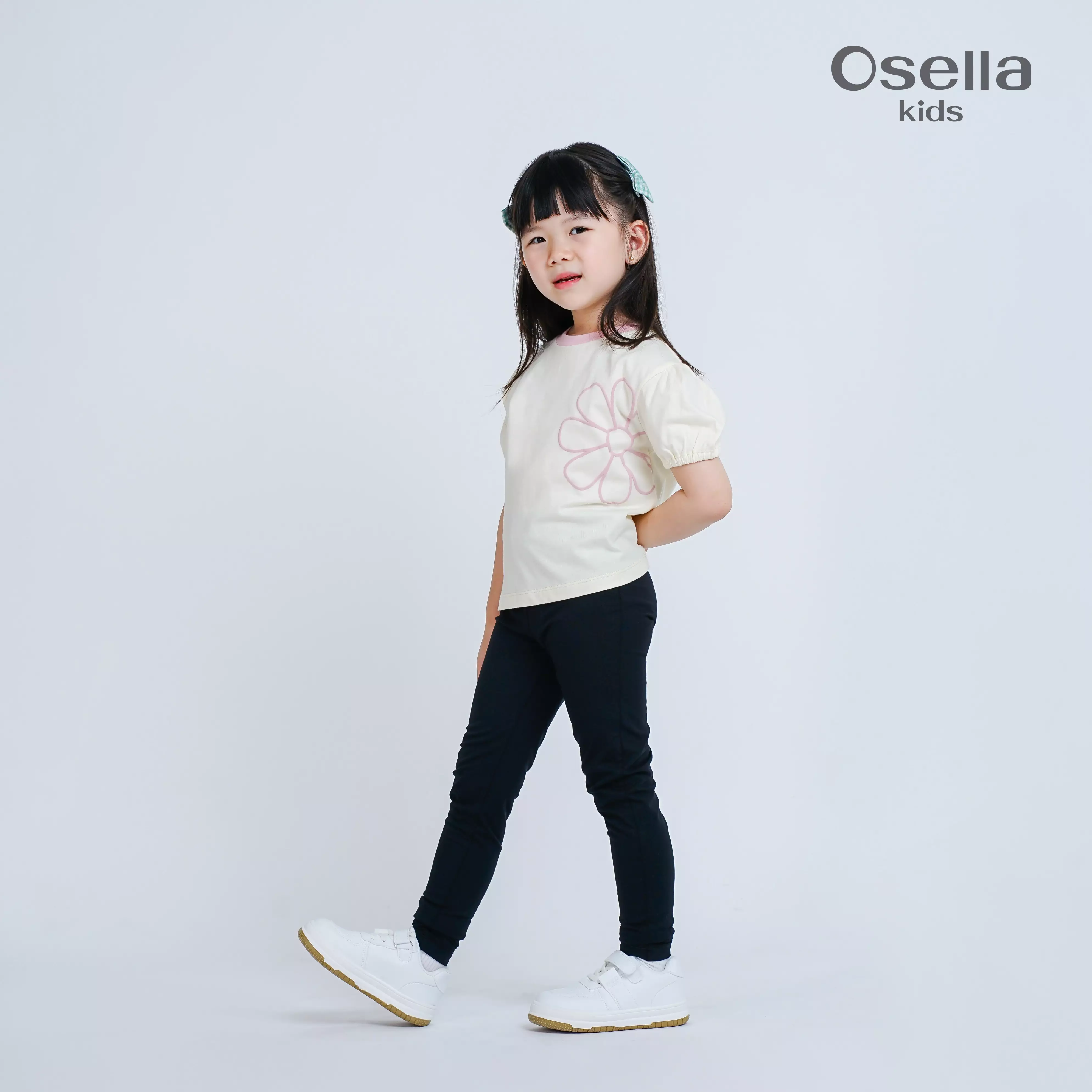 Osella Kids Daisy Puffy Sleeves T-Shirt 23716601 | Atasan Blouse Motif Bunga Anak Perempuan