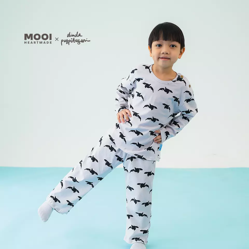 Mooi X Dinda Setelan Piyama Anak Nael Pajamas Set - Navy