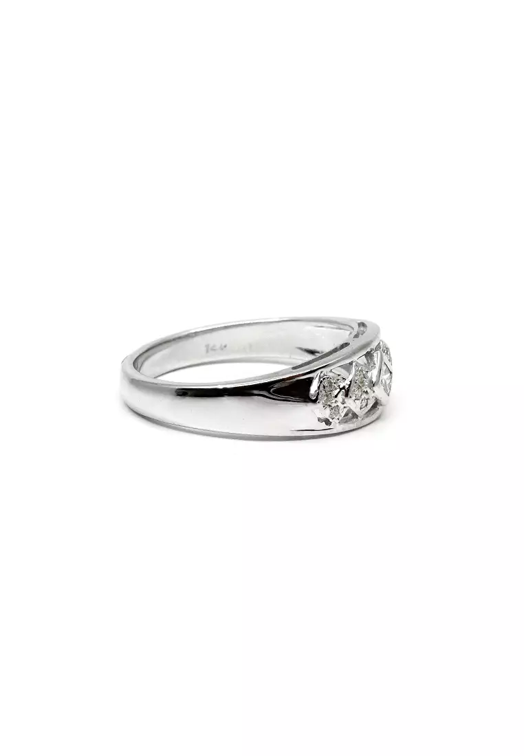 14K White Gold Lady Ring with Diamonds