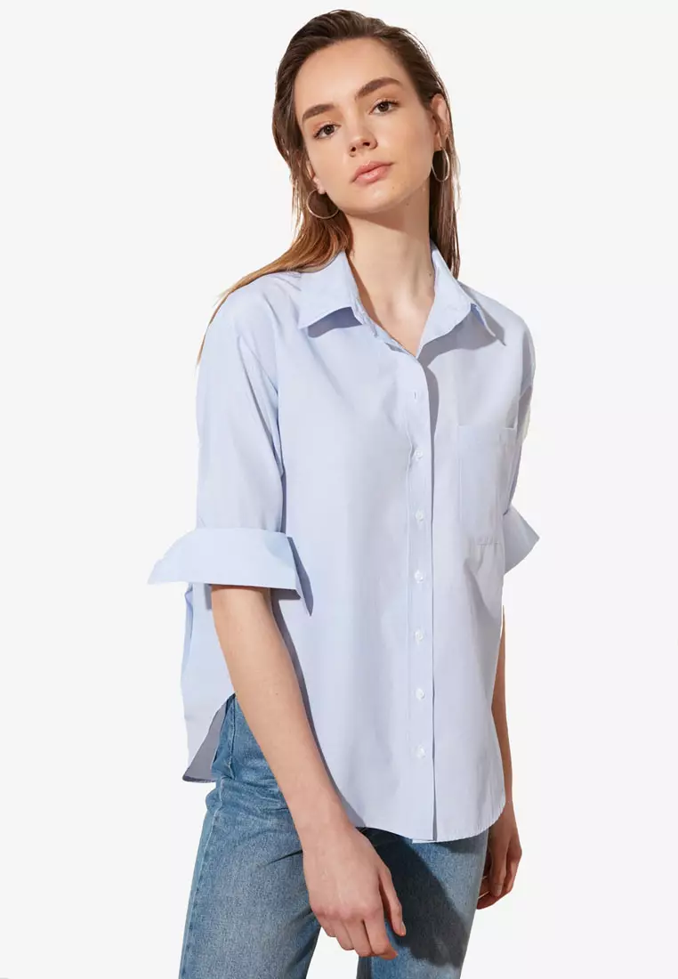 Buy Trendyol Long Sleeve Boyfriend Shirt Online | ZALORA Malaysia