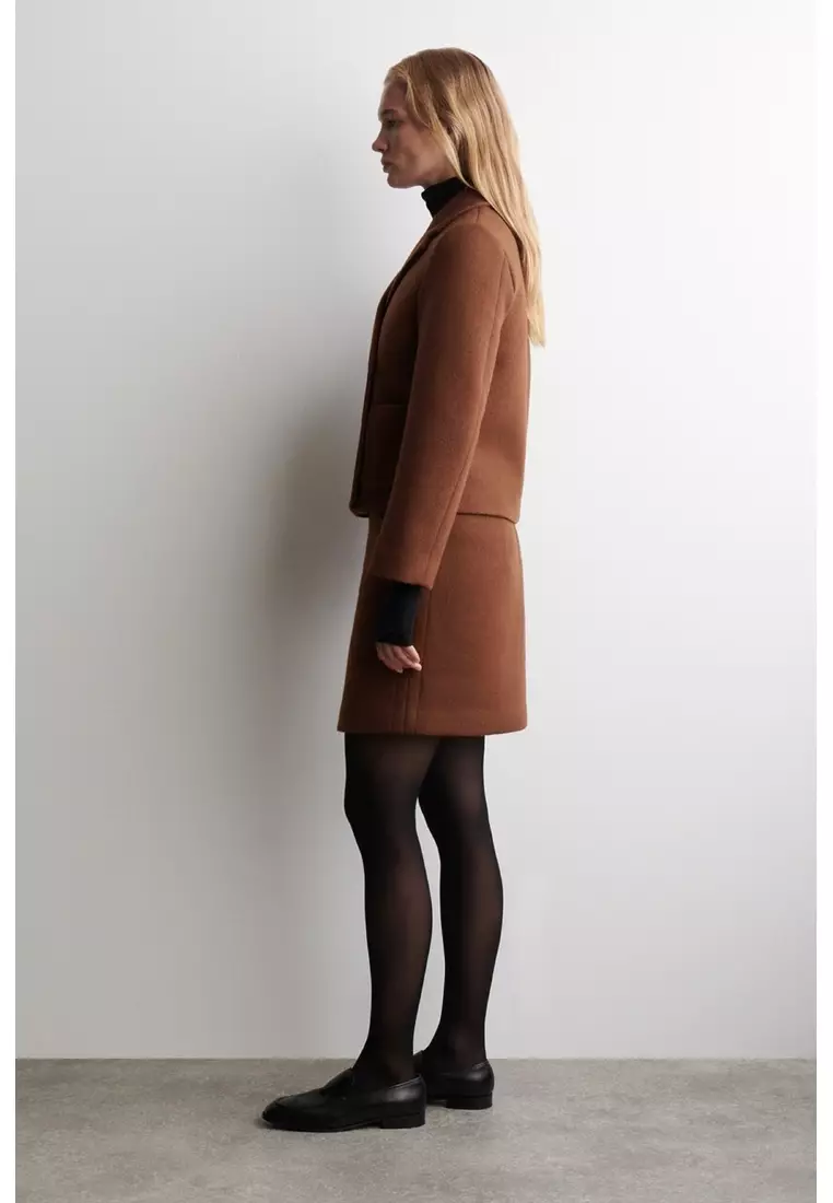 CROPPED DOUBLE-BREASTED WOOL BLAZER