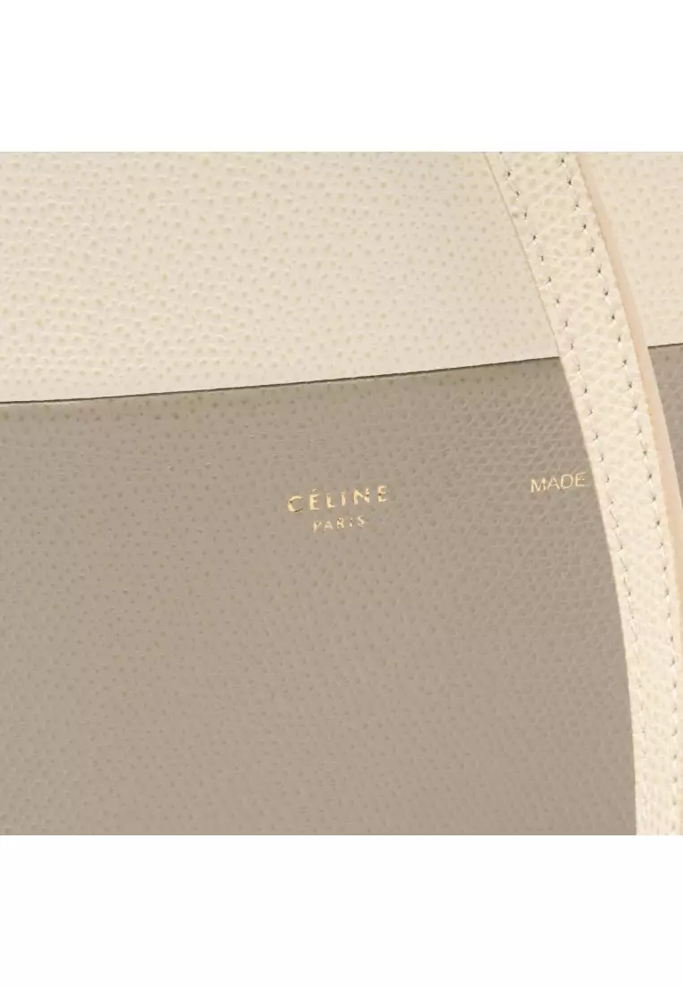 Pre-Loved Celine Vertical Small Hippopotamus Handbag tote bag leather ivory Gray beige 2WAY