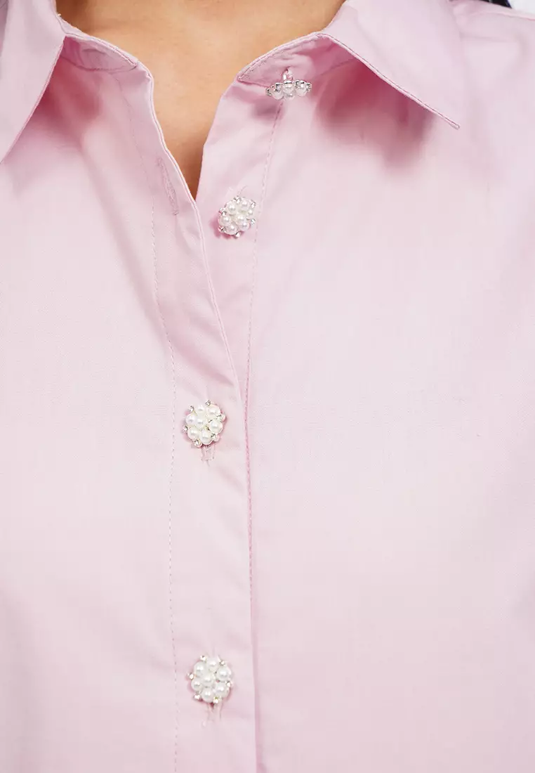 Balloon Sleeve Blouse with Fancy Button