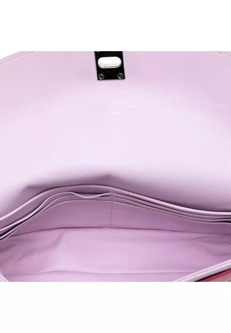 Pre-Loved Dior Tricolor Leather Turn Lock Wallet On Chain