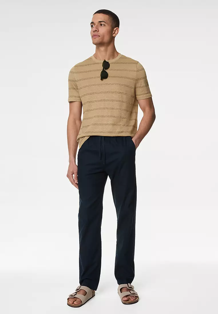 Pure Linen Striped T-Shirt