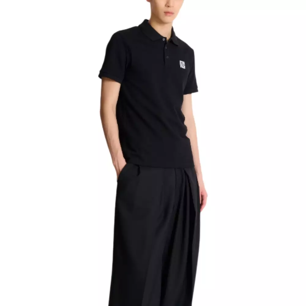 Embroidered PB Logo Cotton Polo Shirt Black