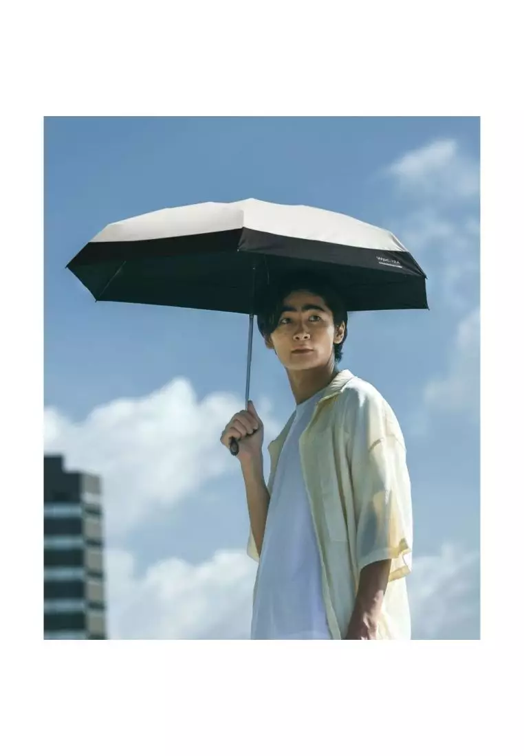 WPC IZA Compact (2025) UV Protection UPF 50+ Umbrella 53cm (Light Grey X Off White)