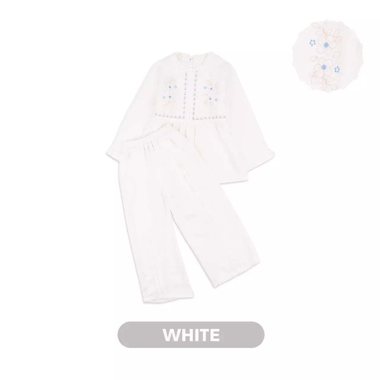 Mooi Setelan Anak Perempuan Raya Collection Layya Tunik Set Basic Series 2026 - White