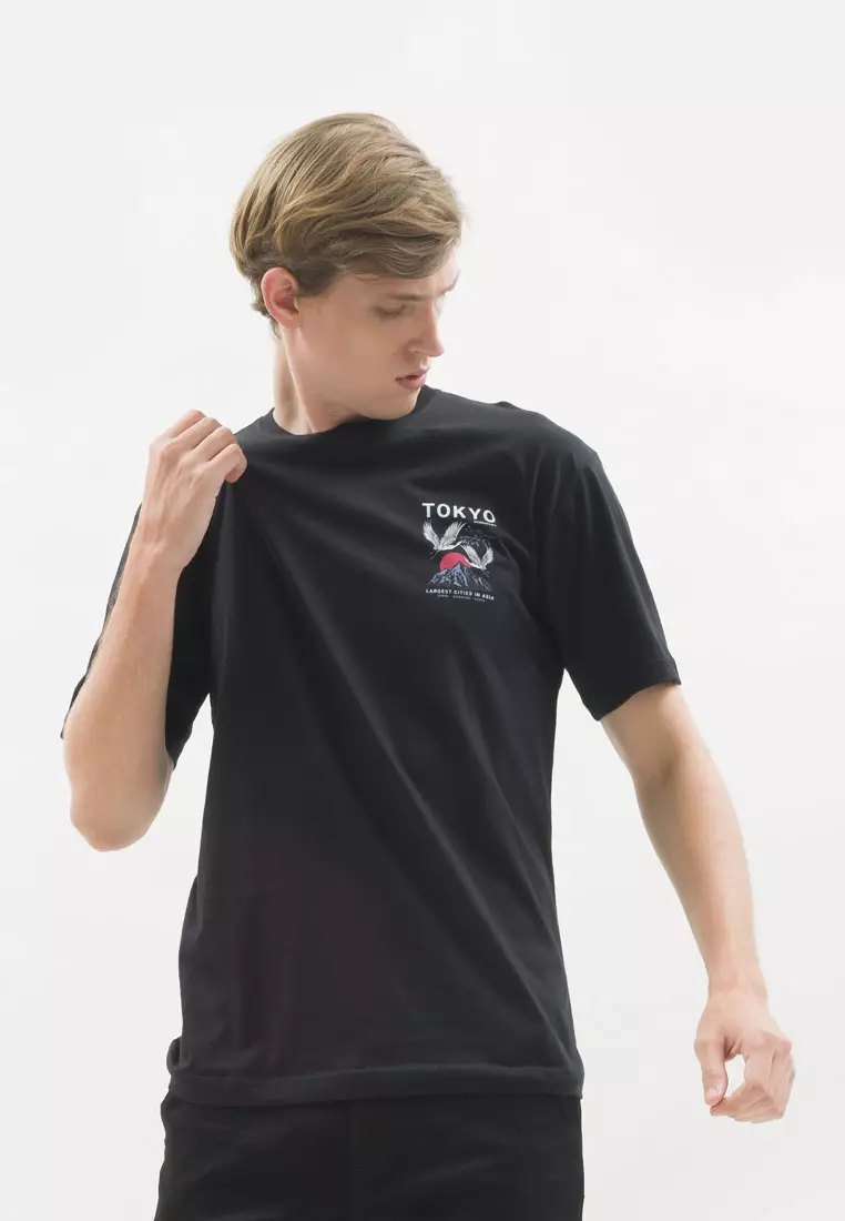 Kaos hitam t shirt polos houseofcuff motif Tokyo City READY HINGGA 4XL